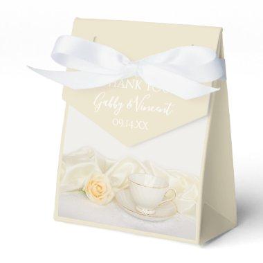Tea Cup and White Rose Wedding Favor Boxes