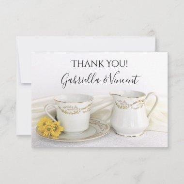Tea Cup and Yellow Daisies Wedding Thank You Note