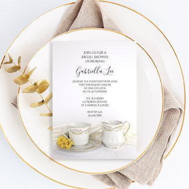 Tea Cup with Yellow Daisies Bridal Shower Invitations