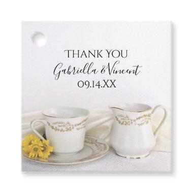 Tea Cup with Yellow Daisies Wedding Favor Tags