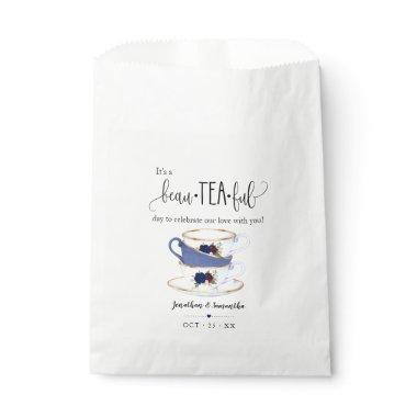Tea Favor Bags navy floral wedding favor bag