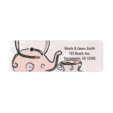 Tea Kettle Party Modern Chic Invitations Label
