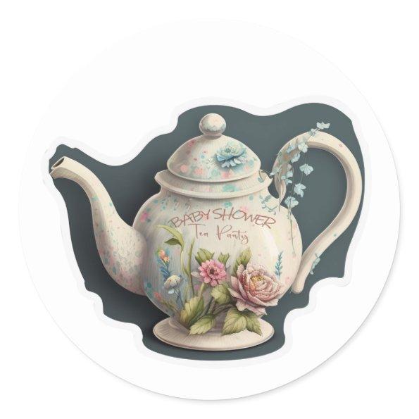 tea party baby shower sticker