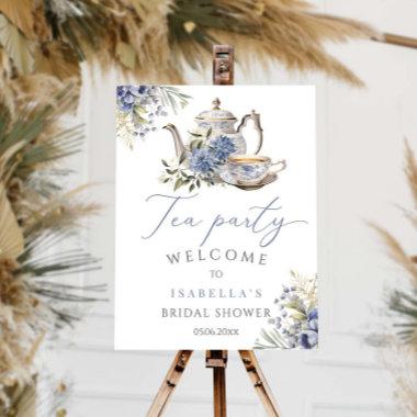 Tea Party Blue Floral Watercolor Bridal Shower Foam Board