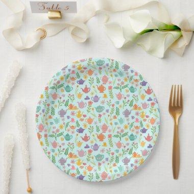 Tea Party Bridal Easter Spring Floral Colorful Paper Plates