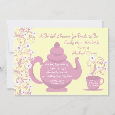 Tea Party Bridal Shower and recipe Invitations