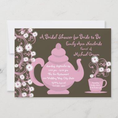 Tea Party Bridal Shower and recipe Invitations