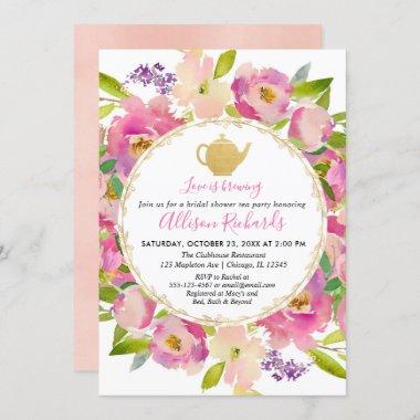 Tea party bridal shower Boho blush pink pastel Invitations
