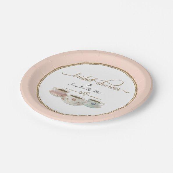 Tea Party  Decor Tea Cups Script Text Paper Plates
