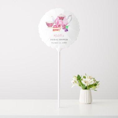 Tea Party  Dusty Rose Cups Script Balloon