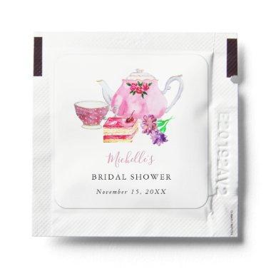 Tea Party Bridal Shower Dusty Rose Cups Script Hand Sanitizer Packet
