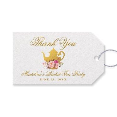 Tea Party Bridal Shower Gold Pink Thank You Gift Tags