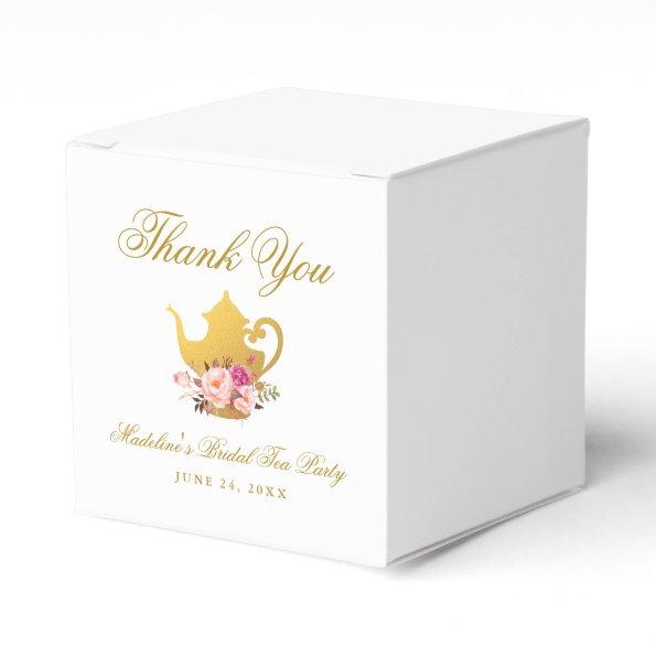 Tea Party Bridal Shower Gold Thank You Favor Box