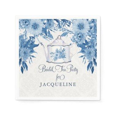 Tea Party  Navy Blue n White Floral Napkins