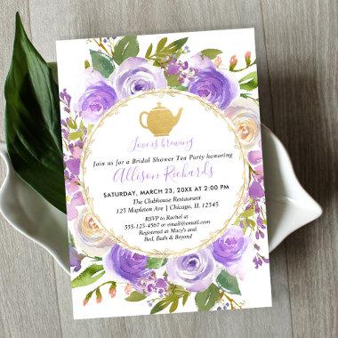 Tea party bridal shower purple lavender lilac Invitations