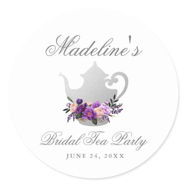 Tea Party  Purple Violet Classic Round Sticker