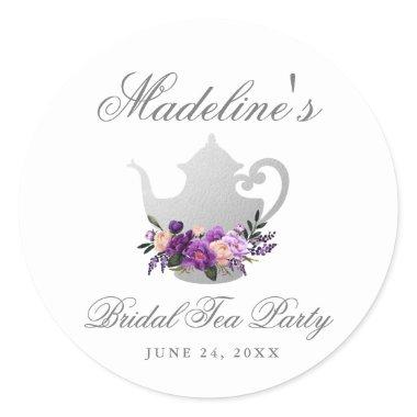 Tea Party  Purple Violet Small Classic Round Sticker