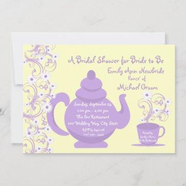 Tea Party Bridal Shower with recipe Invitations