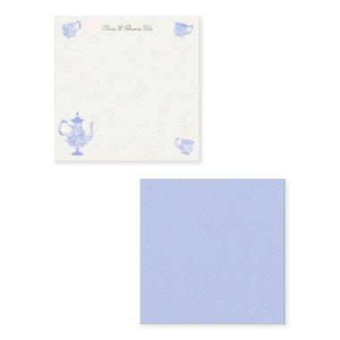 Tea Party Chinoiserie Blue Boho Lace  Note