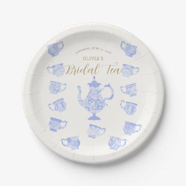Tea Party Chinoiserie Blue Boho Lace Bridal Shower Paper Plates
