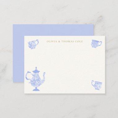 Tea Party Chinoiserie Blue Chic Lace Bridal Shower Note Invitations