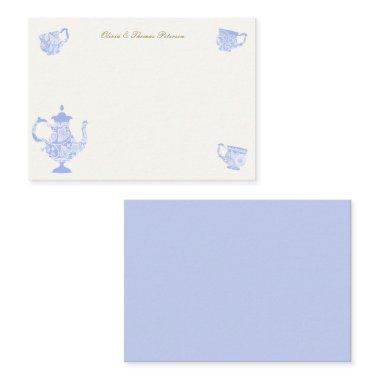 Tea Party Chinoiseries Lace Script Bridal Shower Note Invitations