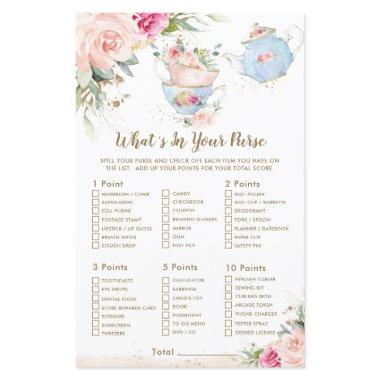 Tea Party Floral Shower What's In Your Purse Game