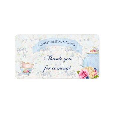 Tea Party Roses Teacups Teapot Label