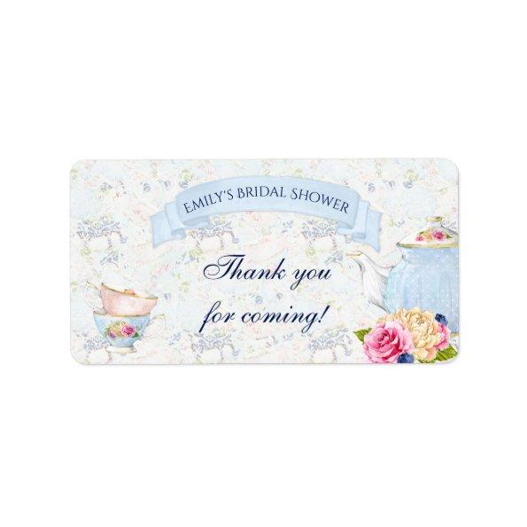 Tea Party Roses Teacups Teapot Label