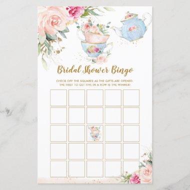 Tea Party Vintage Floral Bridal Shower Bingo Game