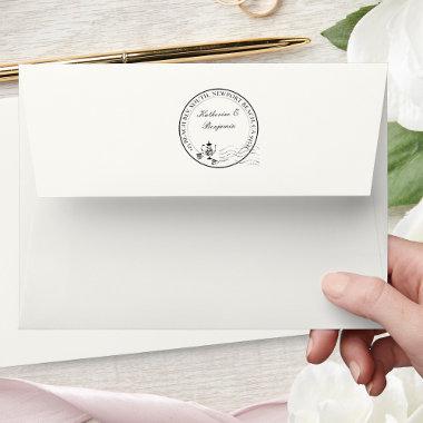 Tea Party Wedding Bridal Round Return Address Rubber Stamp