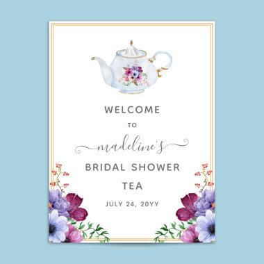 Tea Pot Floral Bridal Shower Welcome Poster