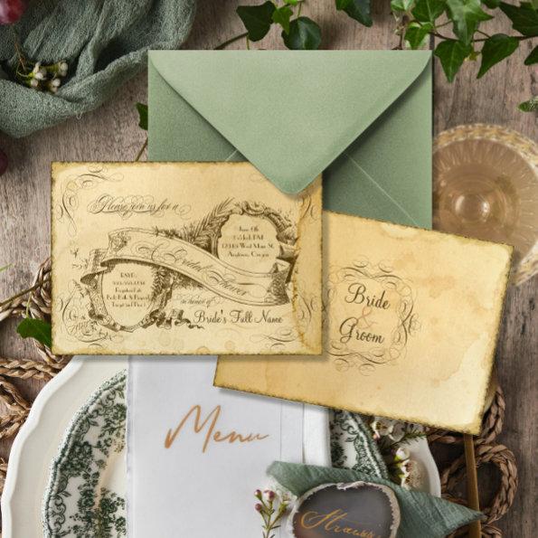 Tea Stained Vintage Wedding 1 - Bridal Shower Invitations