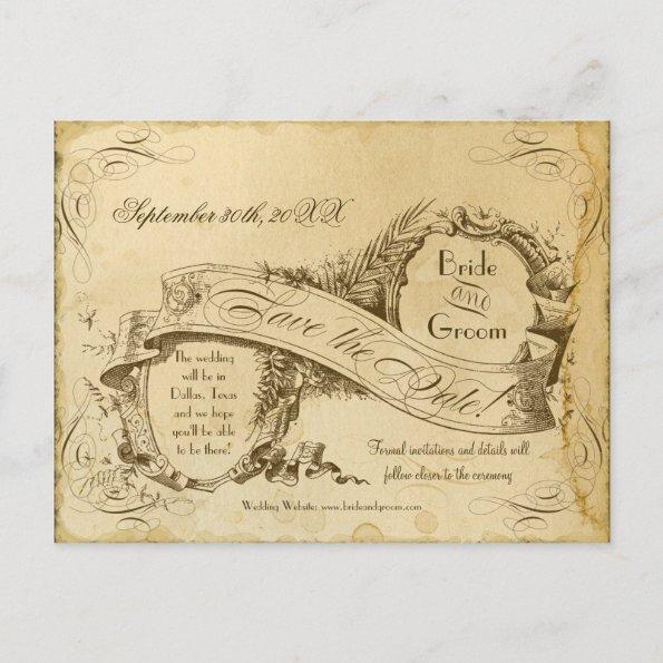Tea Stained Vintage Wedding 1 - Save the Dates Announcement PostInvitations