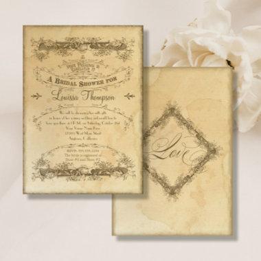 Tea Stained Vintage Wedding 2 - Bridal Shower Invitations