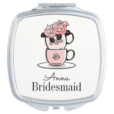 Tea Teacup Bridal Shower Favor Gift Compact Mirror