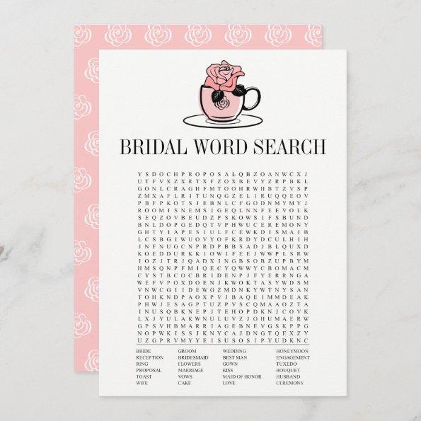 Tea Teacup Bridal Shower Word Search Game Invitations