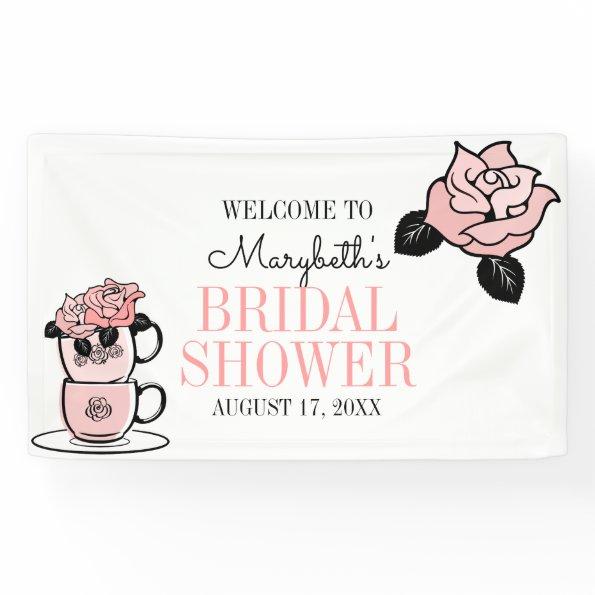Tea Teacup Flowers Bridal Shower Welcome Banner