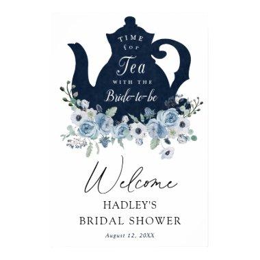 Tea Time Blue  Welcome Sign