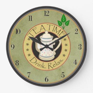 Tea Time Drink Relax Large Clock