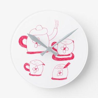 Tea Time Round Wall Clock