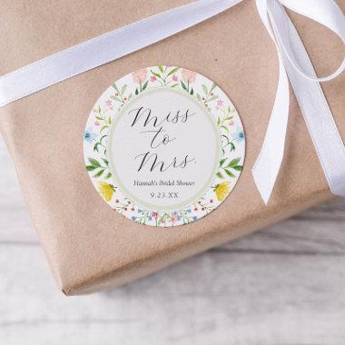 Tea Time Whimsical Wildflower Bridal Shower Classic Round Sticker