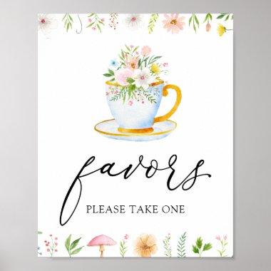 Tea Time Whimsical Wildflower Favors Sign