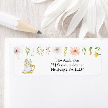 Tea Time Wildflower Return Address Label