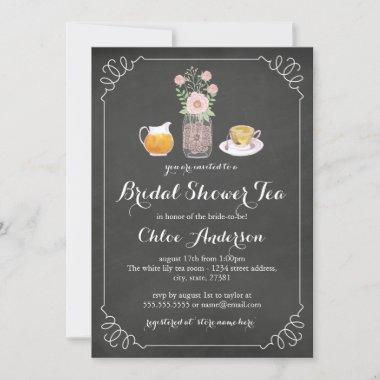 Teacup Chalkboard Bridal Shower Invitations