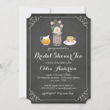 Teacup Chalkboard Bridal Shower Tea Party Invite