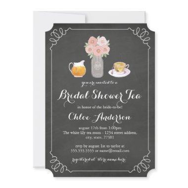 Teacup Chalkboard Bridal Shower Tea Party Invite