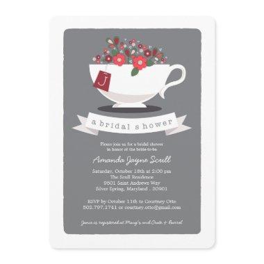 Teacup Coral Floral Monogram