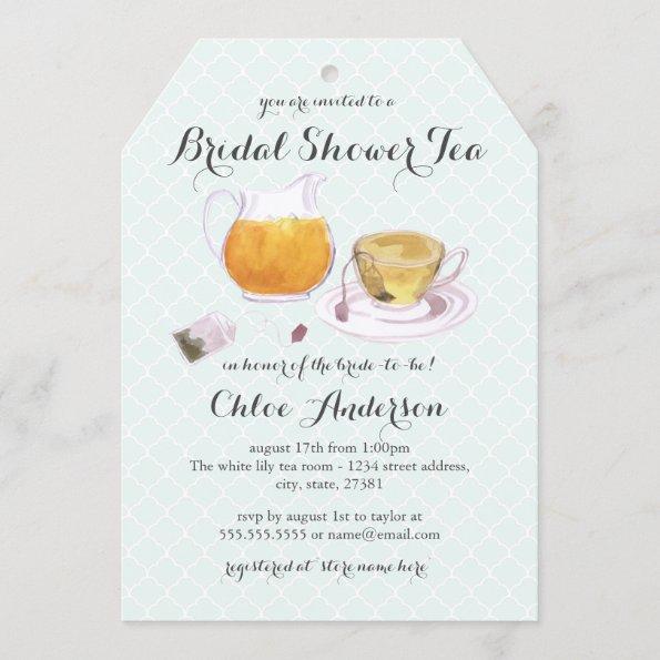Teacup Mint Bridal Shower Tea Party Invite