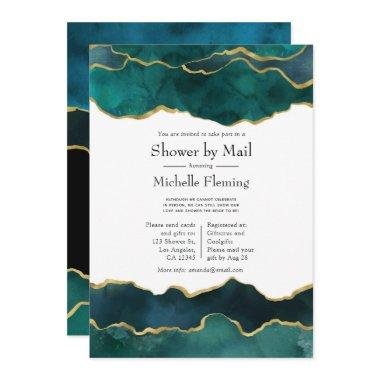 Teal and Faux Gold Foil Agate Shower by Mail